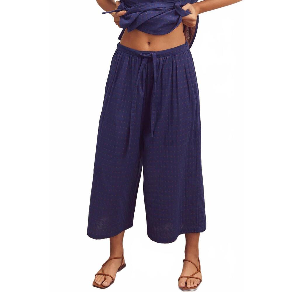 NEW AMENTE drawstring wide leg pants in cobalt